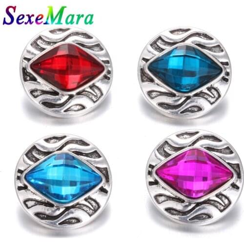 6pcs/lot 18mm Metal Snap Button Jewelry Snap Jewelry Crystal Flower Snap Buttons Fit 18mm Snap Bracelet Bangle Jewelry