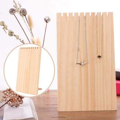 9 Slots Simple Wooden Desk Decor Ornament Necklace Jewelry Display Board Stand Storage Pendant Bracelet Watch Oragnizer Rack b