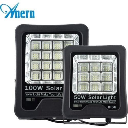 Anern 50W 100W 200W Solar Flood Light Outdoor IP65 Waterproof Spotlight Energy Street Lamps LED Landscape Garden Lighting