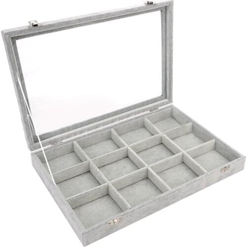 Jewelry Earrings Necklaces Pendants Bracelets Trays Holder Cases Velvet Glass Ring Jewelry Display Storage Box
