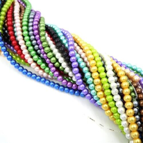 MHS.SUN 50PCS 14MM Various Colors Round Glass Imitation Pearl Loose Pearl Beads For Jewelry Making Garment Decoration