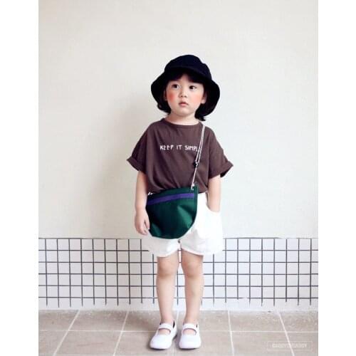 Children Short Sleeve Letter Print T-shirt Kids Unisex Tees Shirt Boys Girls Casual Pullovers 2021 Summer Leisure Cotton Tops