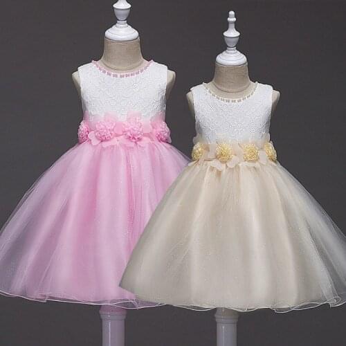 Ivory Tulle Pretty Flower Girl Dresses soft lace Baby Girl Infant lace Dress Kids Formal Wear Tulle Birthday Wedding Party Frock