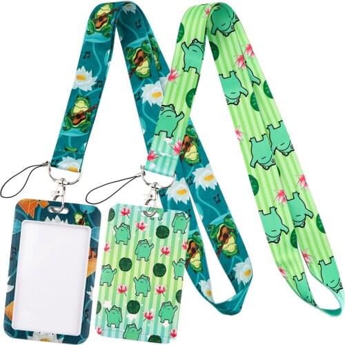 DZ1762 Funny Frog Neck Strap Lanyards Keychain ID Card Pass Hang Rope Lariat Lanyard Key Chain Ring Badge Holder Friend Gift