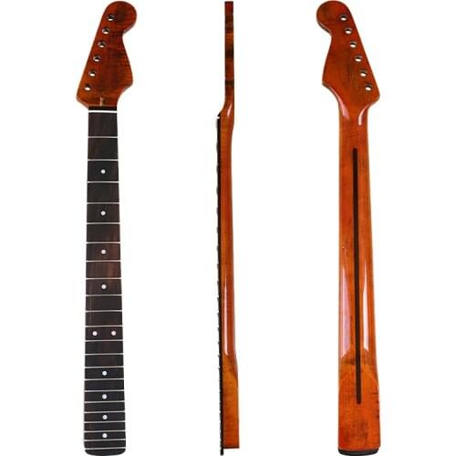 ST Electric Guitar Neck Canada Flame Maple Yellow High Glossy ST Neck Strat Rosewood Fretboard 22 Frets Neck for Electric guitar