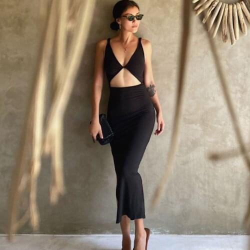 HQBORY 2021 women long Short Black Bandage Dress Women Sexy Sleeveless Bodycon Dresses Stapless Party Backless Night Club XL