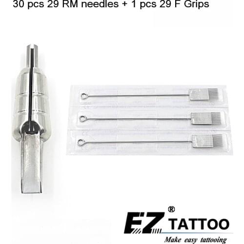 EZ 30 pc Magnum Tattoo Needles 29RM with 1 pc 316 Stainless Steel Magnem bullet tubes 29F Tattoo Grip tattoo supply 1 set/lot