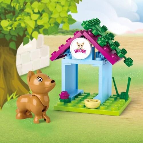 Building Block puppy Enlighten Model Pet dog house Bricks Building Kit Education Toys children Gifts toys