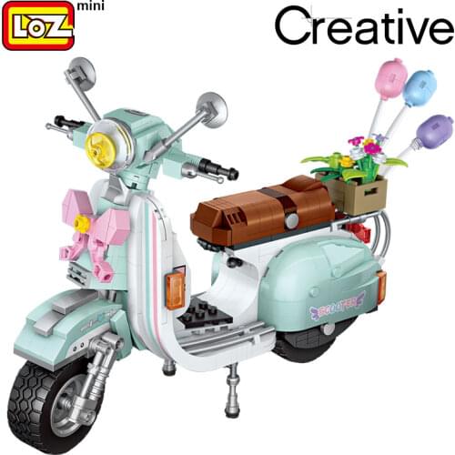 LOZ Mini Luxury Motorcycle Sheep Vehicle Model Building Blocks DIY Bricks Educational Toys for Children Creative Girls Gifts