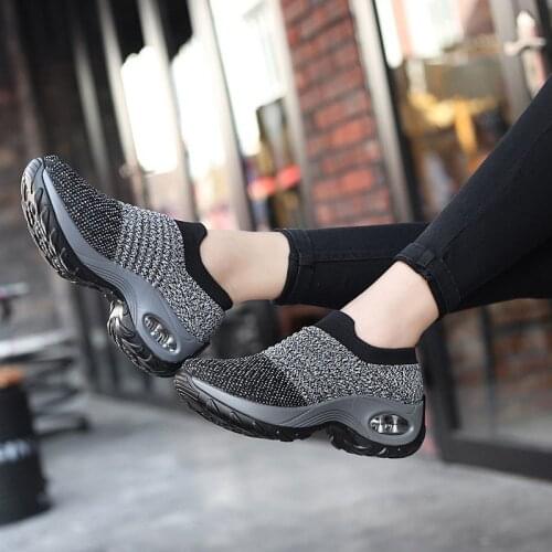 Womens Walking Shoes Sock Sneakers Slip On Mesh Platform Air Cushion Athletic Nurse Shoes Arch Support Comfortable Zapatillas