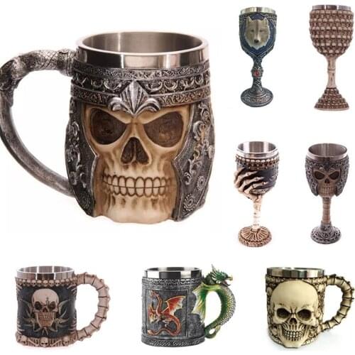 Drinking cup Tankard Striking Skull knight Tankard Beer Cup Modeling cup simulation 3D resin Coffee cup
