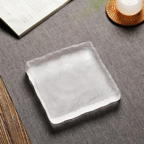 Matte Obscure Design Glazed Tea Tray White Coaster Thickness Japanese Style Liuli Teacup Teapot Tray For Home Hotel Teahouse