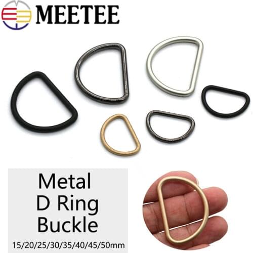 Meetee 10pcs 15-50mm Metal D Ring Buckle Webbing Bag Shoes Adjustment Buckles Strap Pet Collar Sewing Connection Hook Clasp