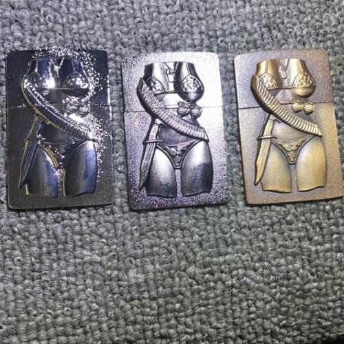 Sexy Female soldier Metal Badge DIY Lighter Accessories Replacement for Zippo Zorro Kerosene Oil Lighter Decor Smoking Gadget