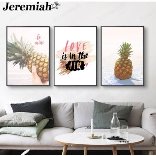 Nordic Pineapple Canvas Poster Simple Seaside Letter Painting Wall Art Picture Print Modern Living Room Home Decoration