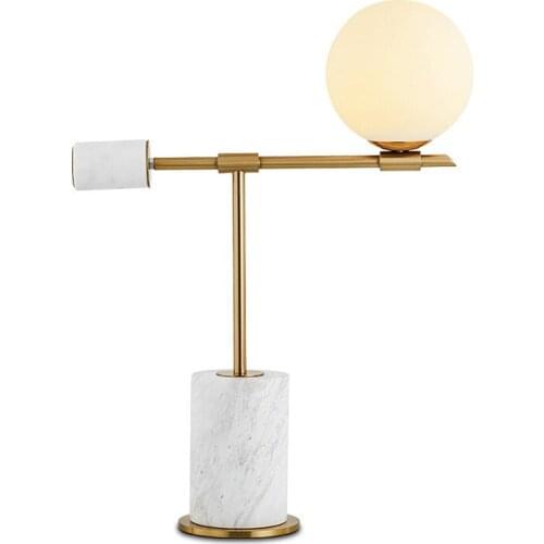 American Balance Art Marble Base Frosted Lampshade Desk Lamp Living Room Design Lighting Bedroom Beside Lamp Study LED Lighting