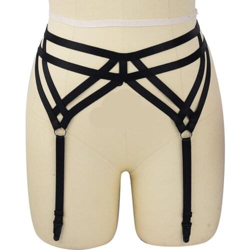 Women Strappy Leg Garter Belt Waist Leg Suspender Punk Gothic Plus Size Elastic Dance Clothing Body Harness