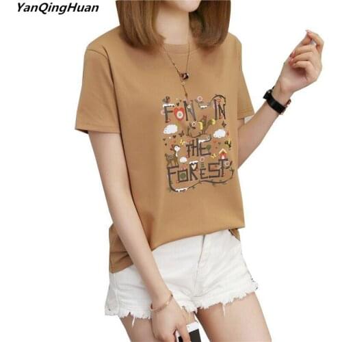 Plus Size M-5XL 2018 Summer Women Clothing Casual Cartoon Print Harajuku T-shirt Short Sleeve Tops O-neck Loose Big Size T-shirt