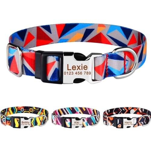 Regulable Nylon Breakaway Dog Collar Adjustable Fancy Colorfast Custom Engraved Dog Collar Small Large Unisex Cat Pet Dog Collar