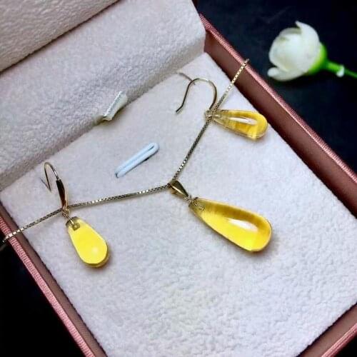 Shilovem 18k yellow gold citrine pendants stud earrings fine Jewelry women party new none necklace gift mtz0612081611j