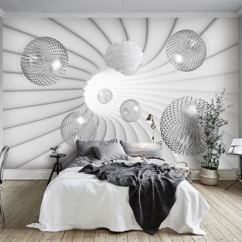 Modern 3D Stereoscopic Ball Mural Wallpaper Living Room Study Background Wall Painting Space Extension Wall Papers For Wall 3 D