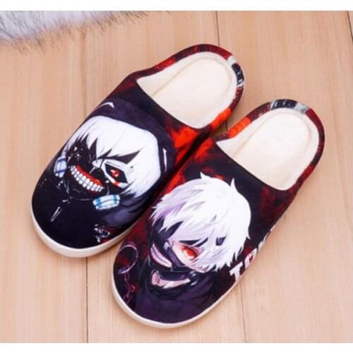 Tokyo Ghoul Ken Kaneki Cartoon Shoes Anime Velvet Home Slippers For Men and Women