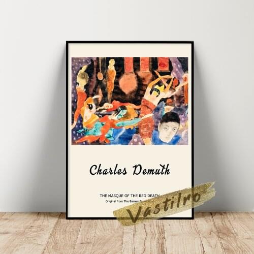 Charles Demuth Exhibition Poster, Charles The Masque Of The Red Death Watercolour Painting, Demuth Vintage Character Wall Decor