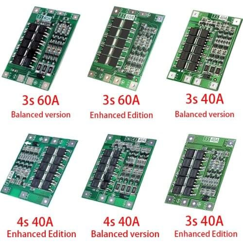 3S/4S 40A 60A Li-ion Lithium Battery Charger Protection Board 18650 BMS For Drill Motor 11.1V 12.6V/14.8V 16.8V Enhance/Balance