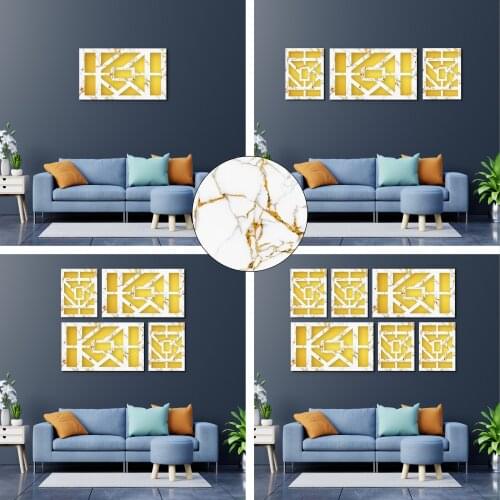 Mirrored Decorative Wall Decor Painting Marble Pattern White Gold Silver Office Living Room Restaurant Lobby Hotel Christmas