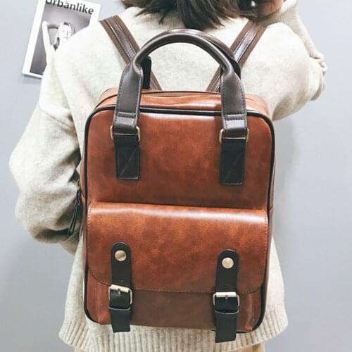 2021 Women Anti Theft Backpacks Students School Bags for Teenage Girls Waterproof Vintage Laptop Leather Travel Backpack Mochila