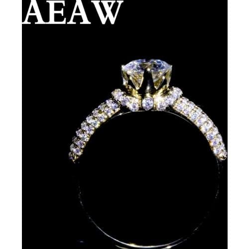 Solid 18K White Gold 2.0ct 3ct 1ct Round Cut DF Moissanite Engagement Ring Anniversary Ring Moissanite Ring For Wome