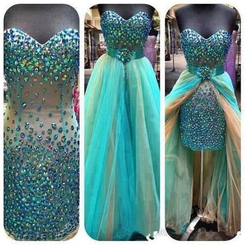 Robe De Soiree 2018 Sweetheart Sleeveless Backless vestido de noiva Crystal Detachable skirt Prom Party gown bridesmaid dresses