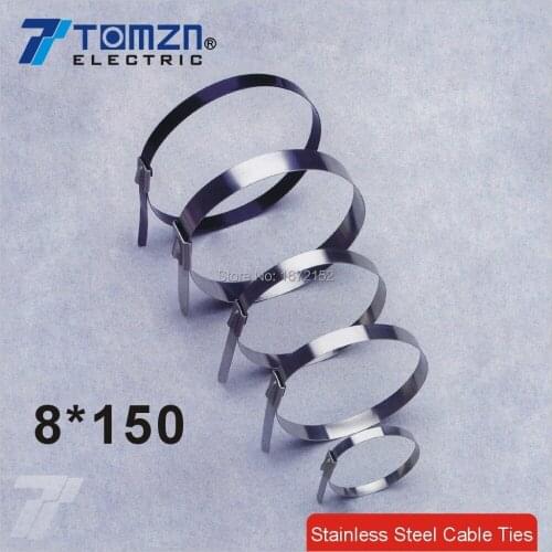 100pcs 8mmx150mm STAINLESS STEEL ZIP CABLE TIES LOCK TIE WRAP