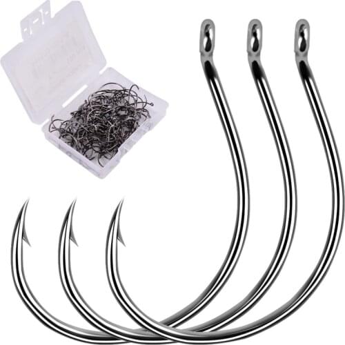 100PCS Carbon Steel Barbed Fishing Hook Set Fishing Gear for Bulk River Shrimp and Lobster Eye Fishing Hooks Tackle Box Fishhook