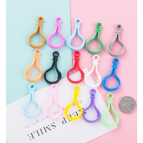 20Pcs Colorful Key Chain Plastic Calabash Clasp Clips Bag Car Keychain DIYJewelry Accessories Key Hooks Hook Up Base Findings