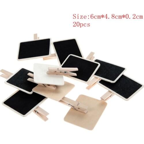 20pcs Mini Retangle Chalkboard Blackboard Clips Tag Crafts for Wedding Party Table Decoration Wordpad Message On A Stick Stand