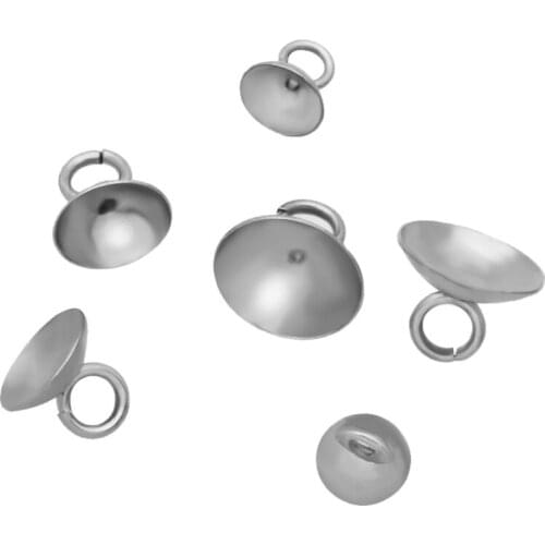 200pcs 6/8/10MM Stainless Steel CAP CONNECTOR CLASP for DIY GLASS GLOBE VIALS BOTTLES BEAD Lid Jewelry Fittings