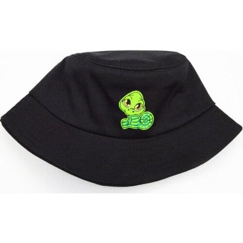 2021 Cartoon Snake Embroidery Cotton Bucket Hat Fisherman Hat Outdoor Travel Hat Sun Cap Hats for Men and Women 123