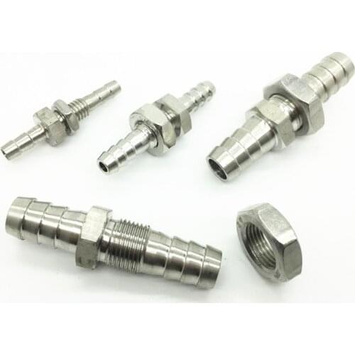 4mm 6mm 8mm 10mm 12mm 14mm 16mm 19mm Hose Barb Bulkhead 304 Stainless Steel Barbed Tube Pipe Fitting Coupler Connector Adapter