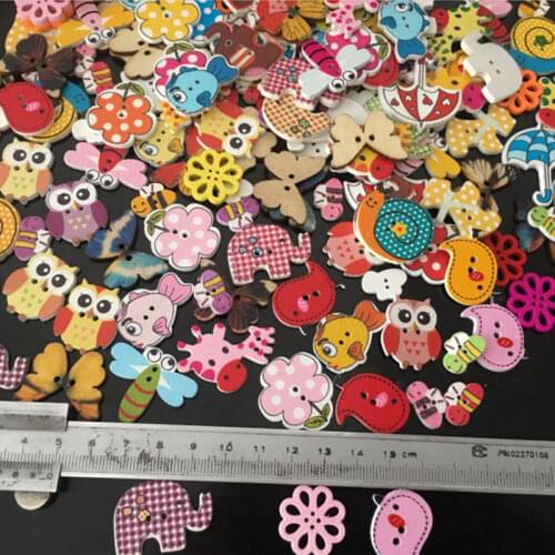 50Pcs/Pack Cloth Decor Buttons Sewing Craft DIY Handmade Accessories 2 Holes Cute Cartoon Scrapbooking DIY Clothing