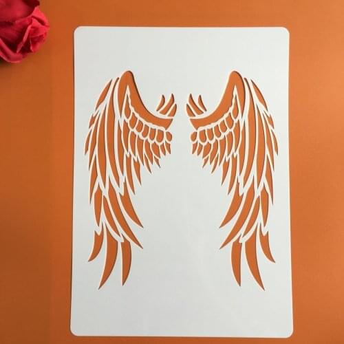 A4 29 * 21cm Angel wings Mandala DIY Stencils Wall Painting Scrapbook Coloring Embossing Album Decorative Paper Card Template