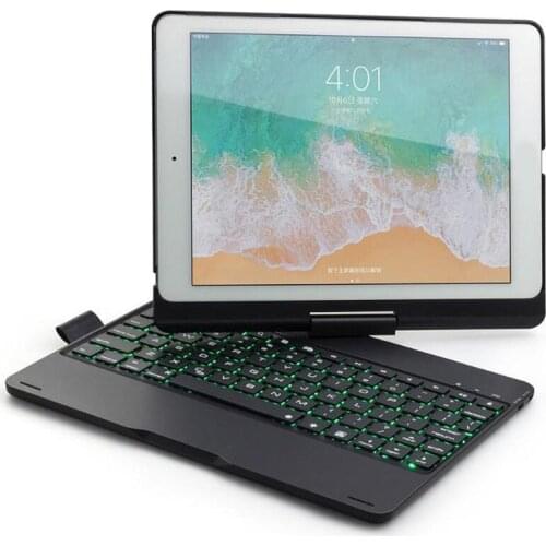 Wireless Bluetooth Keyboard Case With 7 Colors LED Backlit 360 Degrees Rotatable Cover For 2017 2018 New iPad pro 9.7" iPad air