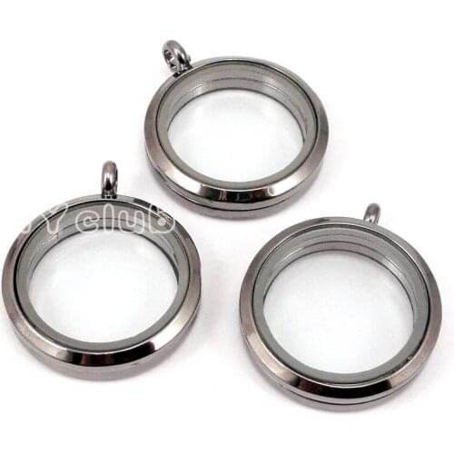 2pcs-Gun Black Round Floating Locket, Living Locket, Floating Glass Lockets, Memory Lockets For Necklace 30mm