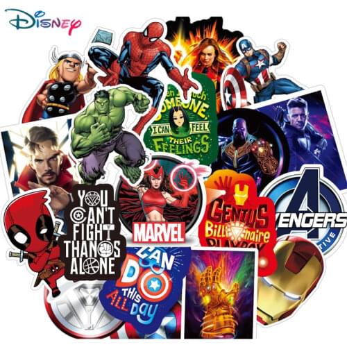 Disney 10/30/50Pcs Avengers Marvel Hero Stickers Funny Iron Man Spiderman Laptop Guitar Luggage Waterproof Sticker Kids Girl Toy