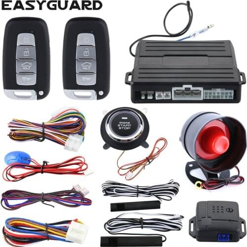 EASYGUARD PKE car alarm with keyless entry remote engine start universal vehicle keyless go shock warn push button
