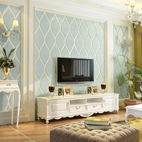 European Style TV Background Wall Paper Home Decor Modern Wavy Pattern 3D Breathable Non-woven Wallpaper For Living Room Bedroom