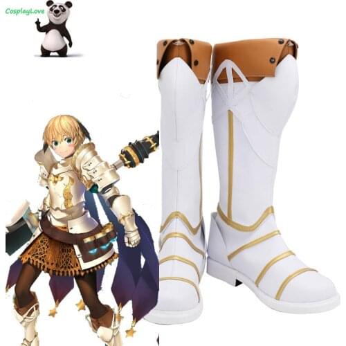 Fate Grand Order Gareth Golden Brown White Cosplay Shoes Long Boots Leather CosplayLove For Halloween Christmas