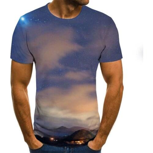 Beautiful starry sky mens T-shirt trendy casual tops 3D printed fashion short-sleeved summer round neck shirt trendy streetwear