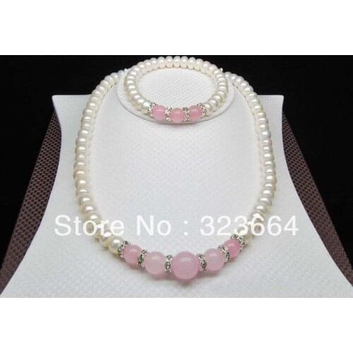 Hot Sell! Pearl_Charming 8-9mm AAA white pearl jewelry sets