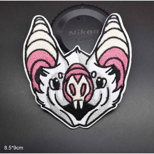 Colorful Cat Big Ear Animal With Teeth Iron On Full Embroidered Clothes Patches For Girl Woman Clothing